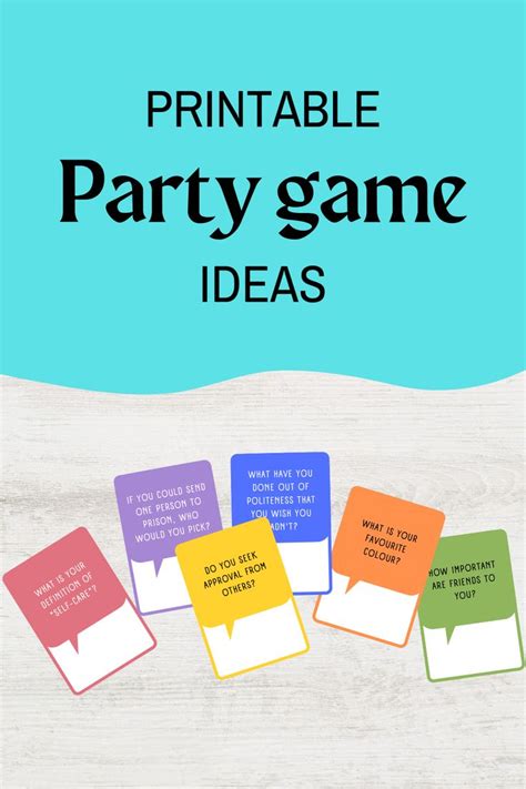 Printable Party Game Ideas | Conversation Cards