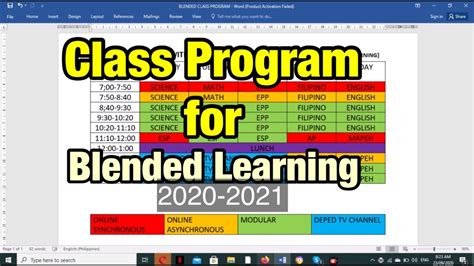 Class Program For Blended Learning Online Modular Learning Youtube