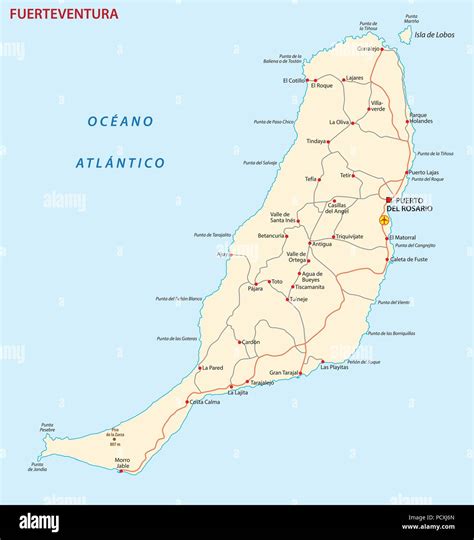 Vector road map of Canary Island fuerteventura map Stock Vector Image ...