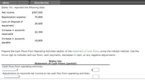 Solved Staley Inc Reported The Following Data Prepare The Chegg