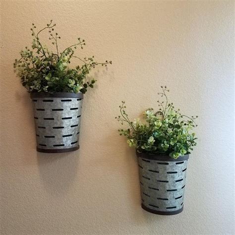 Olive Bucket Wall Set/galvanized Wall Planter/rustic Wall - Etsy