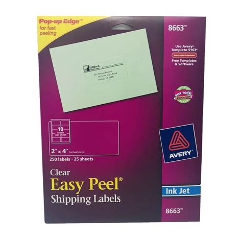 Avery Clear Easy Peel Shipping Labels X Labels Sheets