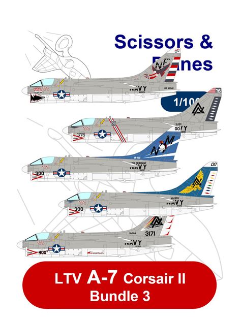 1/100 snp LTV A-7 Corsair II Bundle 3 Paper model - EcardModels