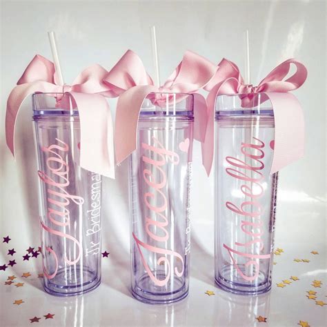 Personalized Tumbler With Straw Bridesmaid Tumblers Etsy