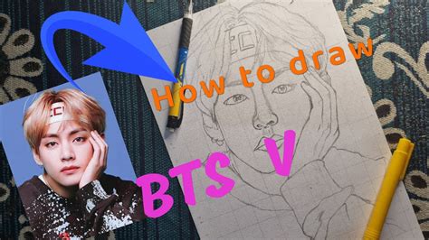 Bts V Outline Drawing Tutorial Easy 💜 V Drawing Easy Bts V Sketch