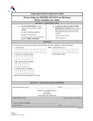 Fillable Online VOID ADJUSTMENT REQUEST FORM Fax Email Print PdfFiller