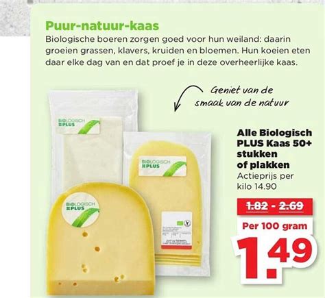 Alle Biologisch PLUS Kaas 50 Stukken Of Plakken Aanbieding Bij PLUS