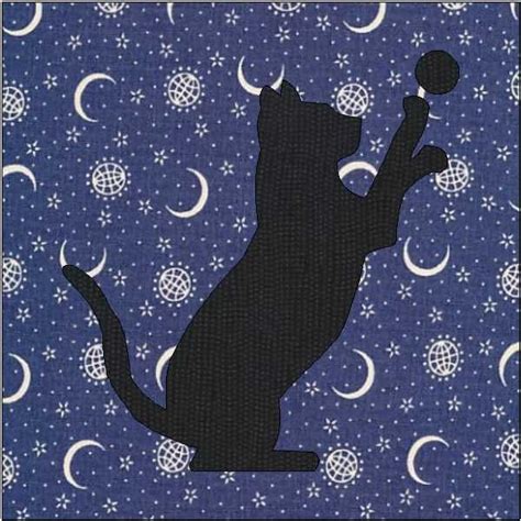 Cat Silhouette Pattern Cat Quilt Block Quilt Appliqué