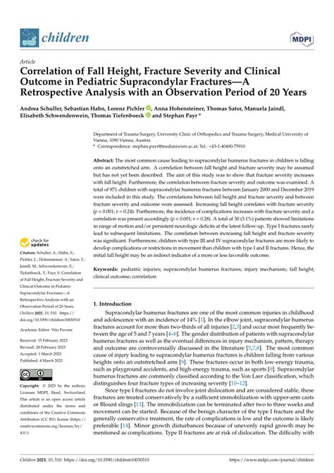 PDF Correlation Of Fall Height Fracture Severity And Clinical