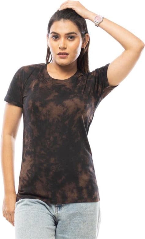 Buy Lappen Fashion Women Brown Black Tie And Dye Pure Cotton Round