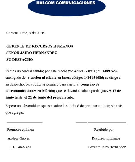 Carta De Permiso De Trabajo MIDE