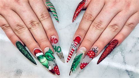 Grinch Inspired Christmas Nails Winter Nails Acrylic Christmas Nails