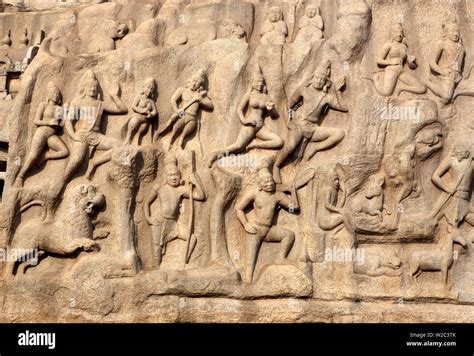 Pancha Rathas, cave temple (7th century), Mahabalipuram, Tamil Nadu ...