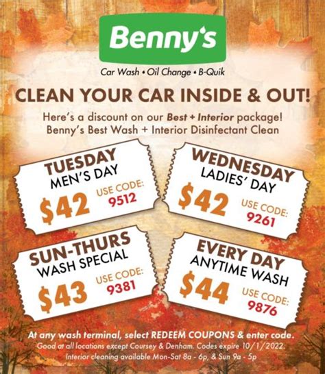 Coupons Benny S Car Wash