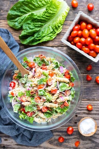 Blt Pasta Salad Ranch Dressing Evolving Table