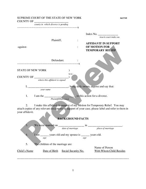 New York Affidavit In Support Of Motion For Temporary Relief Us Legal