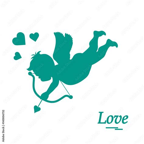 Cute vector illustration: cupid shoots a bow. Love symbol. Stock Vector ...