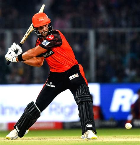 SRH captain Aiden Markram plays a shot