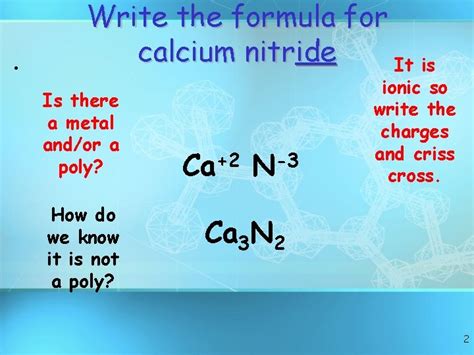 DO NOW Write the formula for calcium nitride