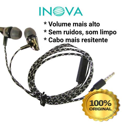 Fone De Ouvido Microfone Fio Cabo De Aço Mais Resistente P2