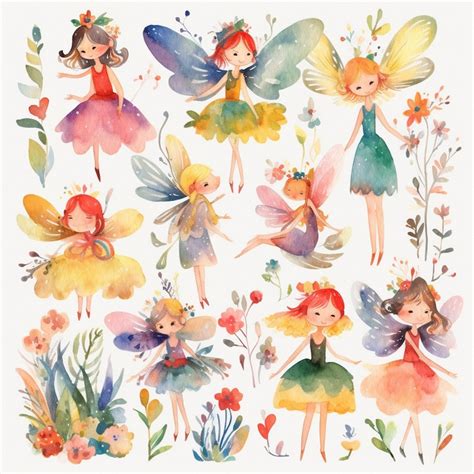 Watercolor Fairies Clipart High Quality Watercolor Art Etsy