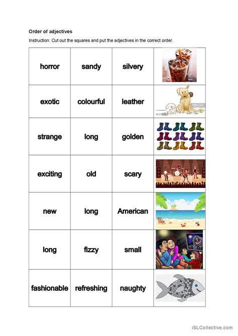 Order Of Adjectives Revision Activi English Esl Worksheets Pdf Doc