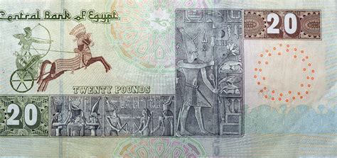 Large Fragment Of The Reverse Side Of 20 LE EGP Twenty Egyptian Pounds