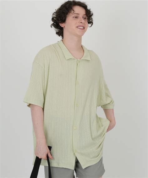 MUSINSA ABON Cotton Jacquard Oversized Fit Half Shirt Light Green