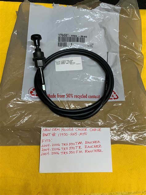 NEW OEM HONDA TRX350 RANCHER CHOKE CABLE 17950 HN5 M40 04 06 350