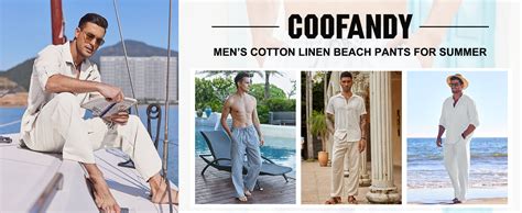 Coofandy Herren Hose Lange Leinenhose Leicht Sommerhose Strandhose