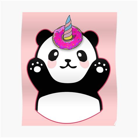 Panda Unicorn Funny Anime Pandacorn Hug With Rainbow Horn And Pink