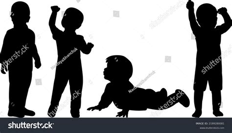 Silhouette Black Children On White Background Stock Vector (Royalty ...