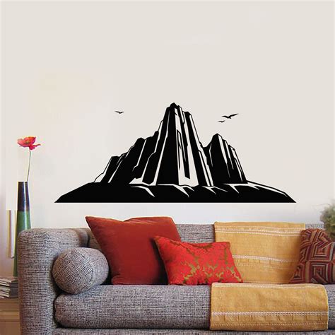 Vinyl Wall Decal Majestic Mountains Peaks Slopes Birds Nature Stickers ...