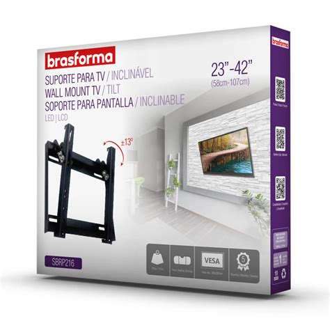 SUPORTE TV MONITOR FIXO INCLINAVEL 23 A 42 BRASFORMA SBRP216 VESA