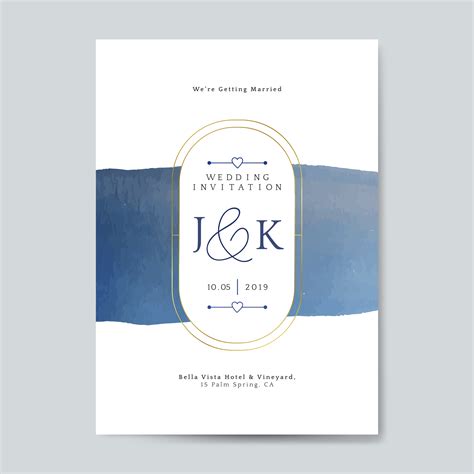 Blue wedding invitation card vector - Download Free Vectors, Clipart ...