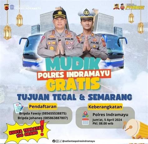 Polres Indramayu Adakan Program Mudik Gratis Idul Fitri 1445 H Ini