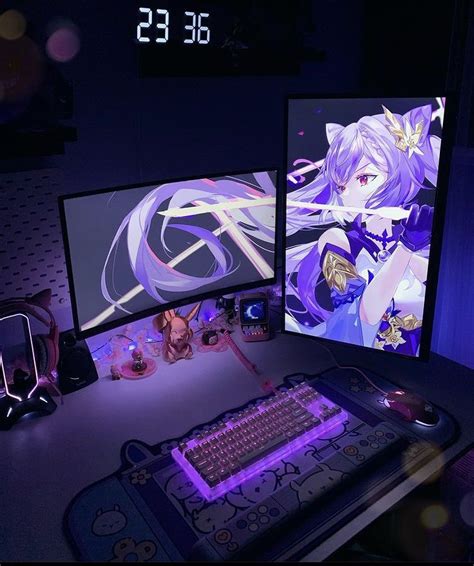 Purple Gaming Room Setup with PC