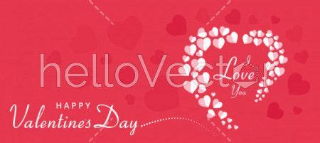 Valentine's day vector banner with pink hearts and typography.