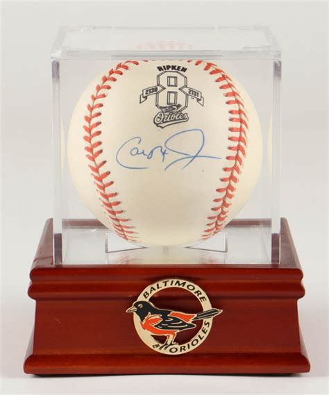 Cal Ripken Jr Signed Oal Ripken Commemorative Baseball With Wooden