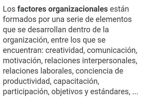 Factores De Desarrollo Organizacional Brainly Lat