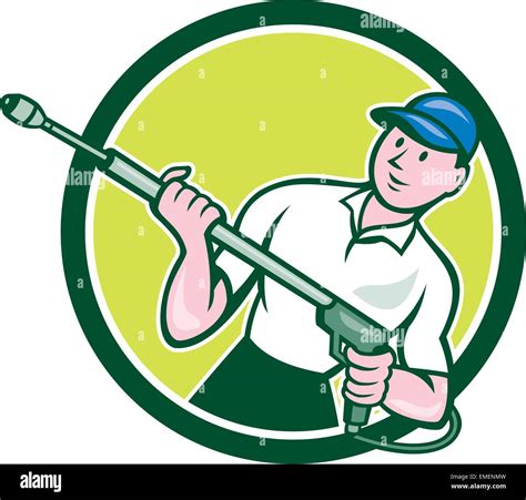 Pressure Washer Water Blaster Circle Cartoon Stock Vector Image And Art