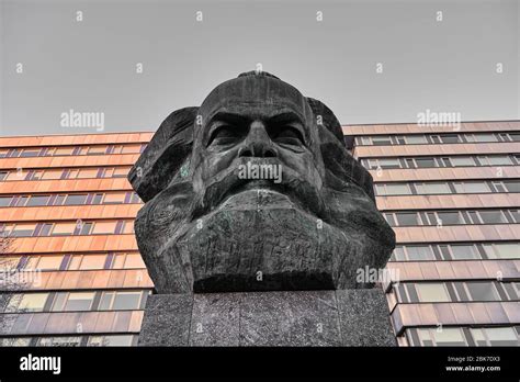 Karl Marx Monument In Public Space Of Chemnitz European Capital Of