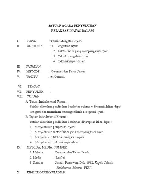 PDF SAP Tekhnik Nafas Dalam Untuk Mengurangi Nyeri DOKUMEN TIPS