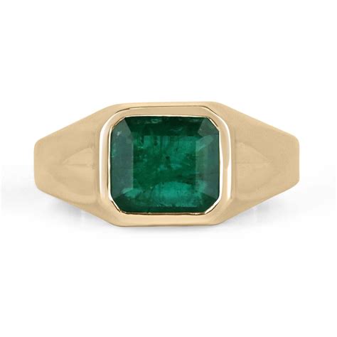 347ct 14k Mens Solitaire Emerald Ring East To West Emerald Cut