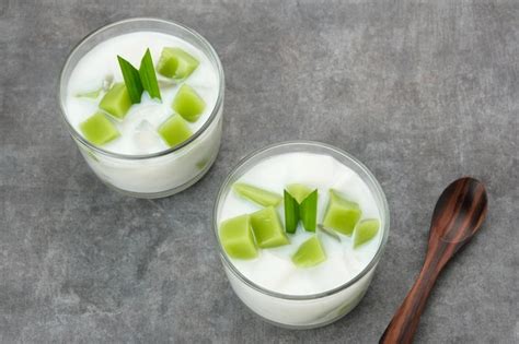 Premium Photo Pandan Coconut Dessert Made From Jelly Nata De Coco