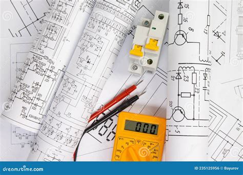 Electrical Engineering Drawings Printing With Circuit Breaker And