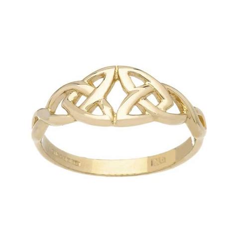 Ct Yellow Gold Double Trinity Knot Ring Celtic Knot Ring