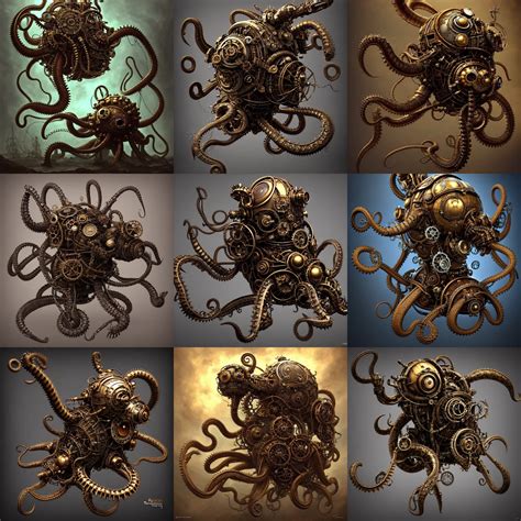 Steampunk Robot Kraken D Model Unreal Engine Stable Diffusion