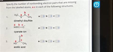 Solved Specify The Number Of Nonbonding Electron Pairs That Chegg