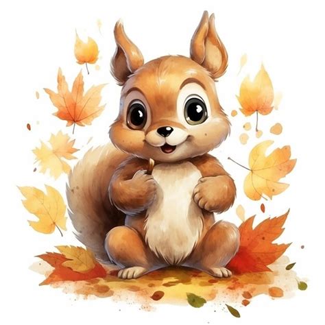 Premium Ai Image Cute Squirrel Illustration